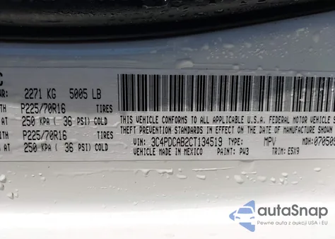 2012 Dodge Journey Se/Avp из США, поврежденный, VIN 3C4PDCAB2CT134519